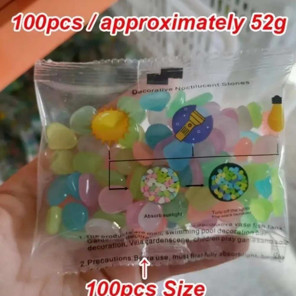 4/$20. Glow in the Dark Small Pebbles. 100 Pieces. 50g